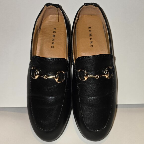 Romano Boys Black Faux Leather Loafers - Picture 2 of 7